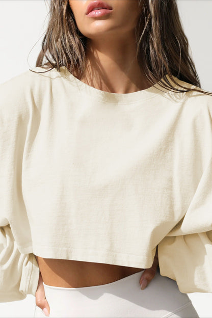 Boxy Crop Crew Neck Sweatshirt