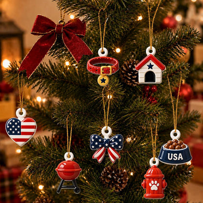 Custom Dog Advent Calendar 24 Charms, Personalized Dog Lover Xmas Gift, Patriotic 250th Pet Countdown Box, USA Holiday Decor