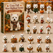 Cozy Fall West Highland Terrier Advent Calendar 2026 - 24-Day Festive Countdown, Acrylic Charms Blind Box - Gift For West Highland Terrier Lovers