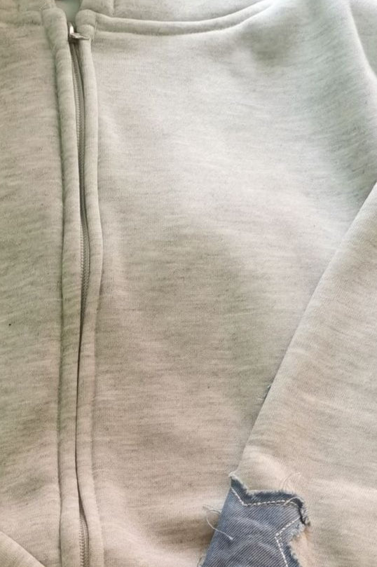 Star Applique Oversized Zip Hoodie