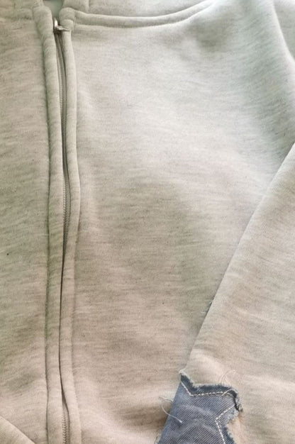 Star Applique Oversized Zip Hoodie