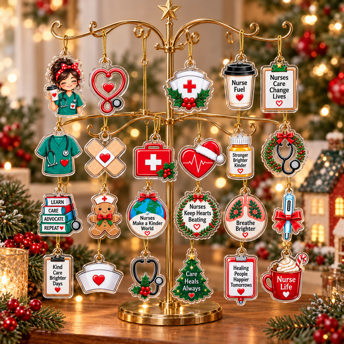 Nurse Advent Calendar 2026, 24 Days Christmas Countdown, Nurse Christmas Gift, RN Nursing Gift, Medical Acrylic Ornament Set