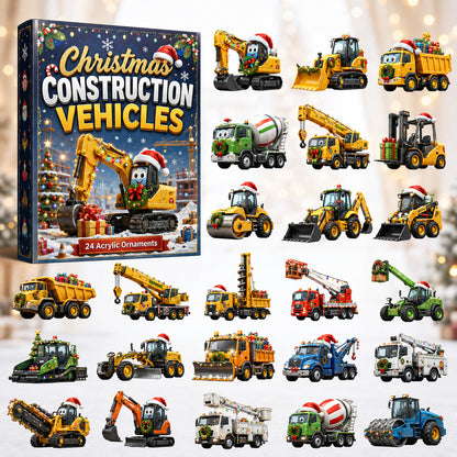 Christmas Construction Vehicles Advent Calendar 2026 - 24-Day Festive Countdown, Acrylic Charms Blind Box - Gift For Kids, Family & Friends