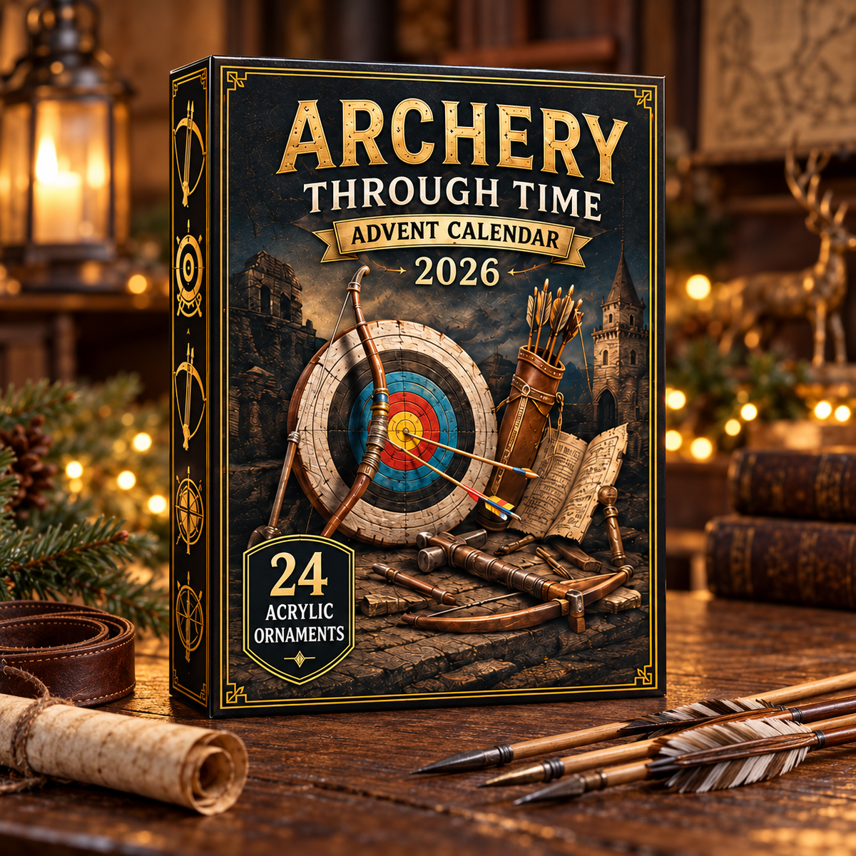 Archery Through Time Advent Calendar 2026 - 24-Day Festive Countdown, Acrylic Charms Blind Box - Gift For Archery Lovers