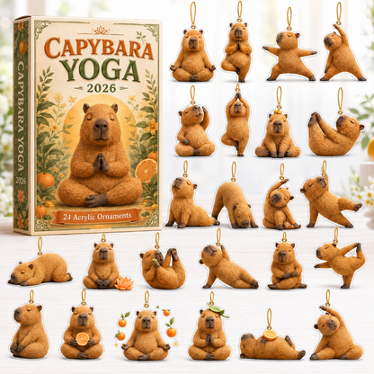 Capybara Yoga Advent Calendar 2026 - 24-Day Festive Countdown, Acrylic Charms Blind Box - Gift For Yoga Lovers
