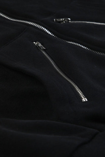Faux Fur Trim Cropped Zip Hoodie