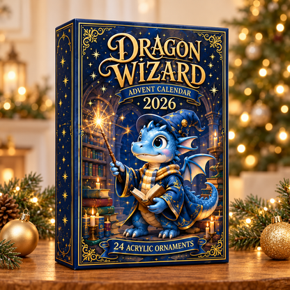 Dragon Wizard Advent Calendar 2026 - 24-Day Festive Countdown, Acrylic Charms Blind Box - Gift For Dragon Lovers