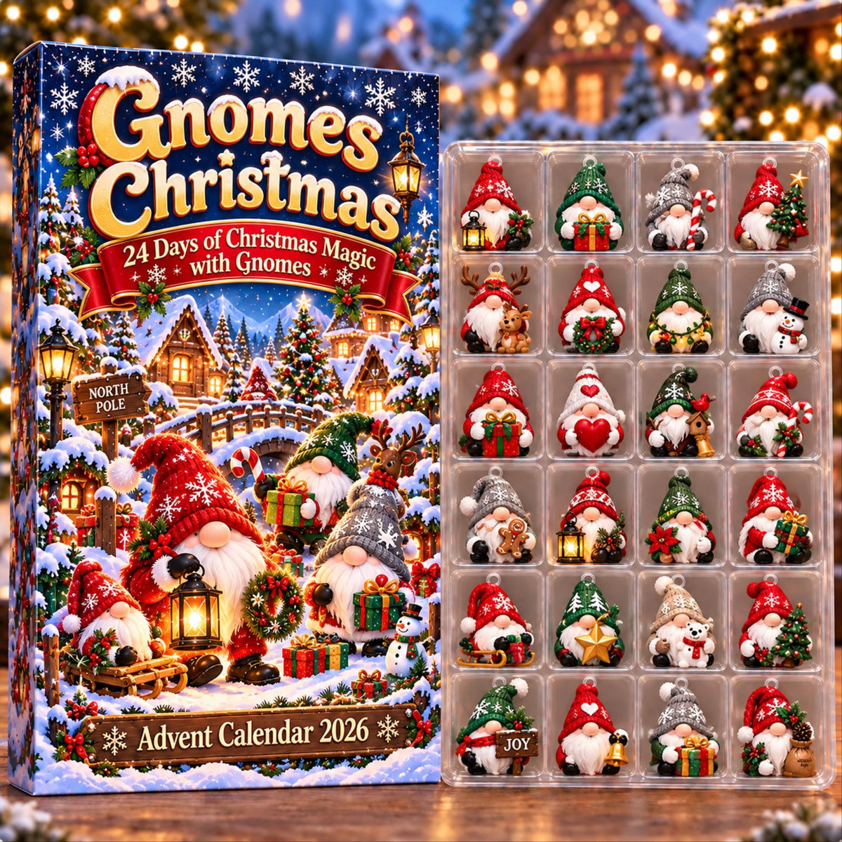 Gnome Advent Calendar 2026, 24 Piece Gnome Ornament Set, Gnome Blind Box Advent Calendar, Cute Gnome Countdown Gift for Home Decor