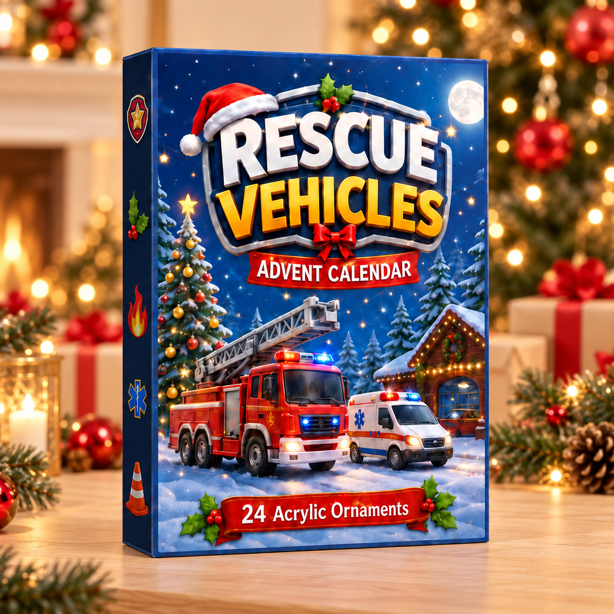 Rescue Vehicles Advent Calendar 2026 - 24-Day Festive Countdown, Acrylic Charms Blind Box - Gift For Kids, Family & Friends