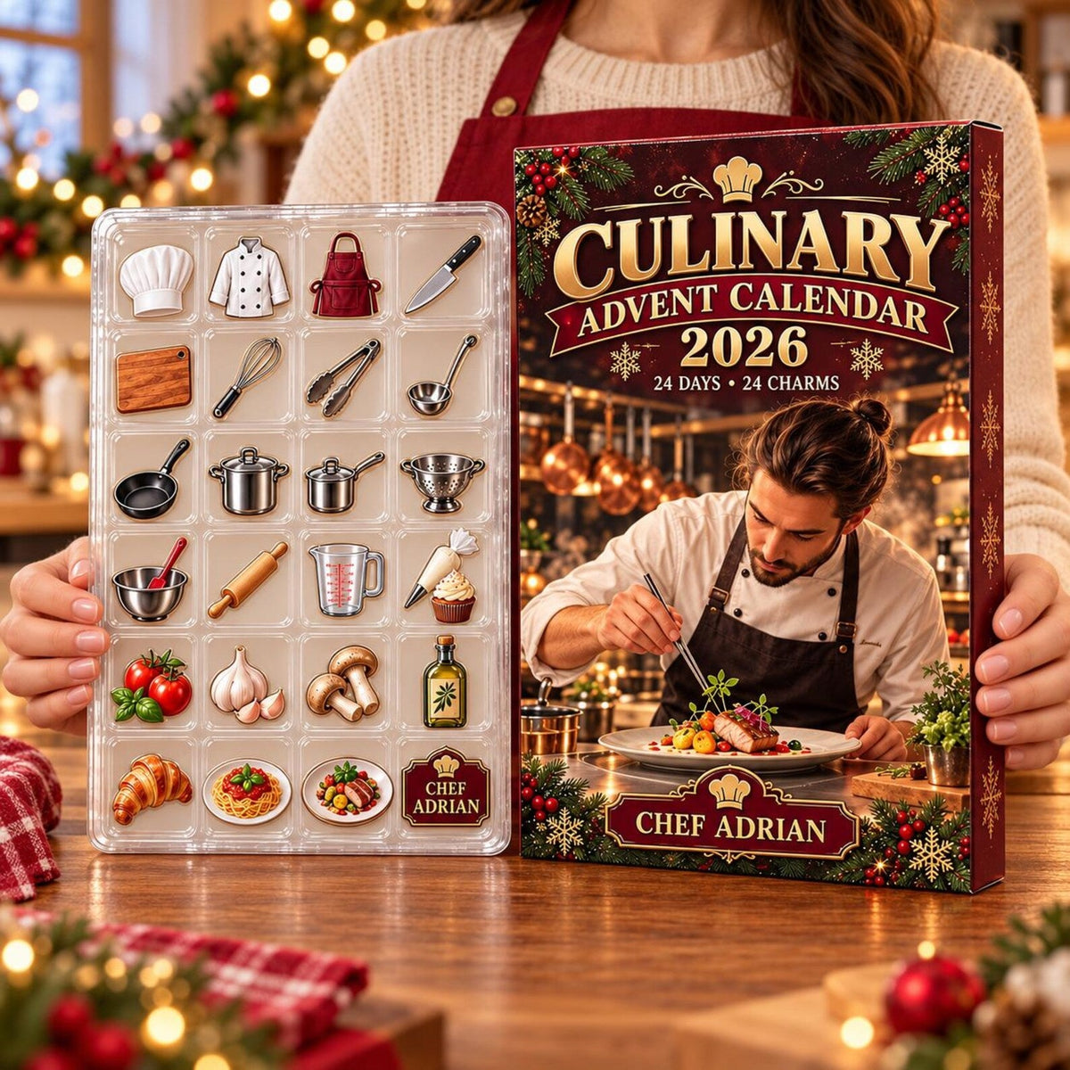 Personalized Culinary Advent Calendar: Custom Chef Blind Box, 24 Charms