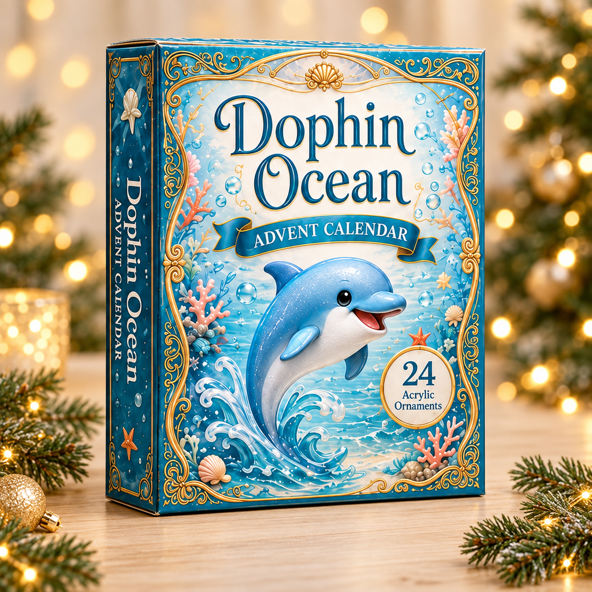 Dolphin Ocean Advent Calendar 2026 - 24-Day Festive Countdown, Acrylic Charms Blind Box - Gift For Ocean Lovers