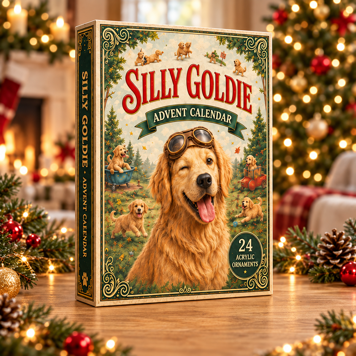 Silly Goldie Advent Calendar 2026 - 24-Day Festive Countdown, Acrylic Charms Blind Box - Gift For Dog Lovers