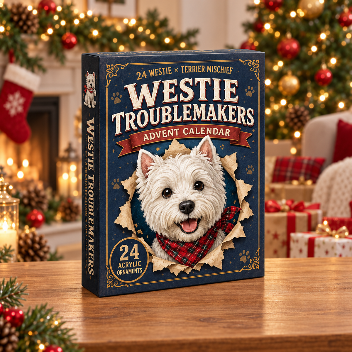 Westie Troublemakers Advent Calendar 2026 - 24-Day Festive Countdown, Acrylic Charms Blind Box - Gift For West Highland Terrier Lovers