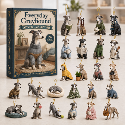 Everyday Greyhound Advent Calendar 2026 - 24-Day Festive Countdown, Acrylic Charms Blind Box - Gift For Greyhound Lovers