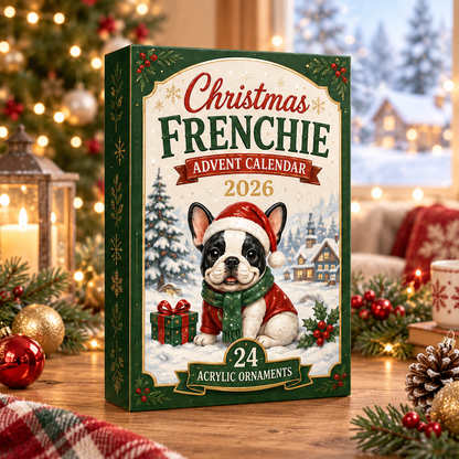 Christmas Frenchie Advent Calendar 2026 - 24-Day Festive Countdown, Acrylic Charms Blind Box - Gift For French Bulldog Lovers