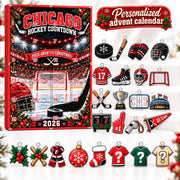 Personalized Hockey Advent Calendar, Custom Christmas Countdown Box, Hockey Gift with Photo Charms, Family Christmas Gift