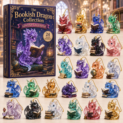 Bookish Dragon Advent Calendar 2026 - 24-Day Festive Countdown, Acrylic Charms Blind Box - Gift For Dragon Lovers