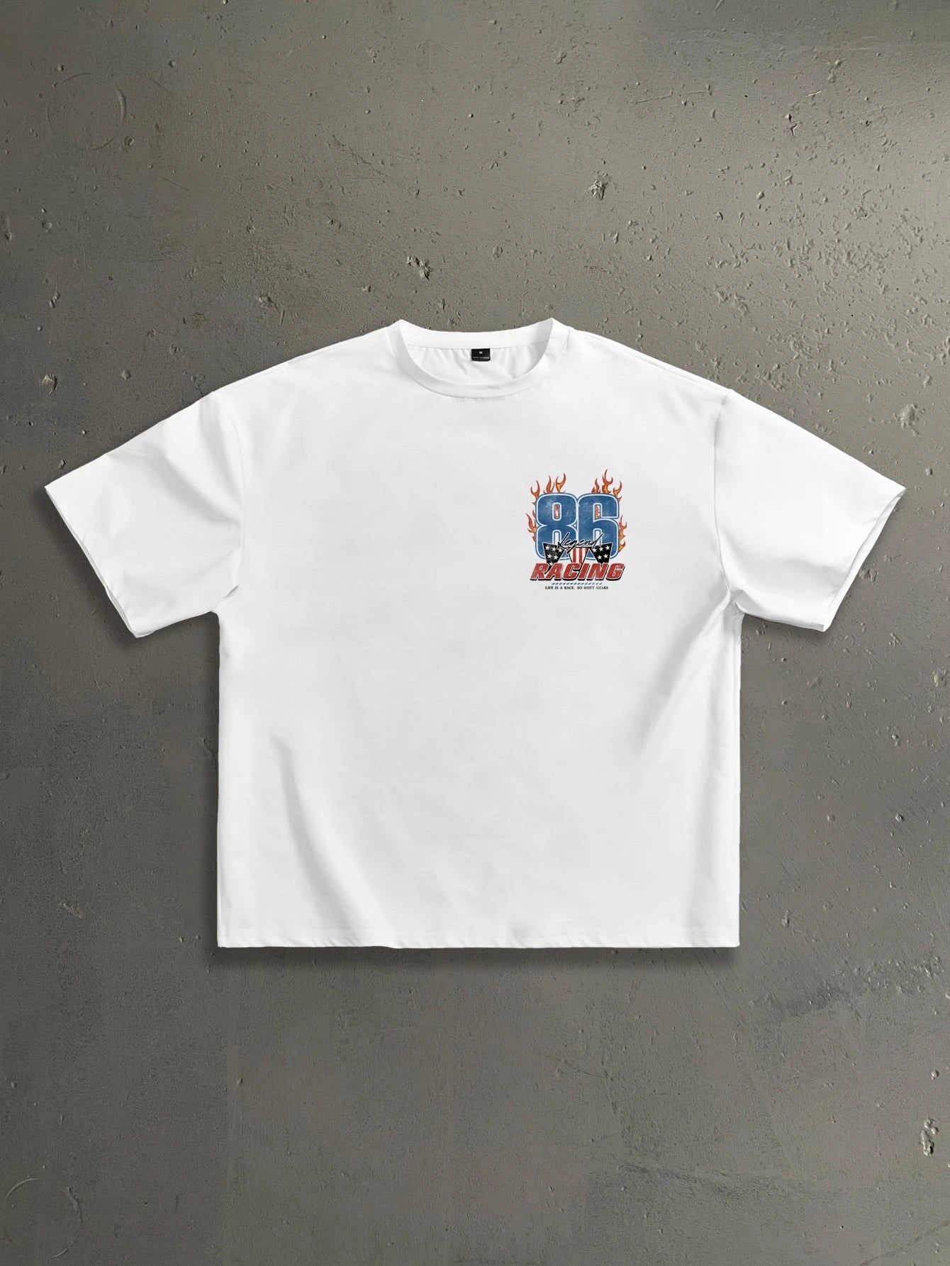 86 Highway Flame Letter Graphic White Tee