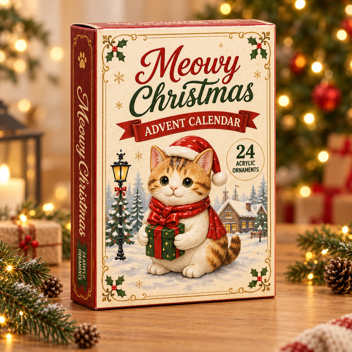 Meowy Christmas Advent Calendar 2026 - 24-Day Festive Countdown, Acrylic Charms Blind Box - Gift For Cat Lovers