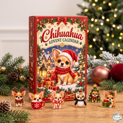 Chihuahua Advent Calendar 2026 | 24 Day Christmas Countdown with Personalized 2D Name Ornament