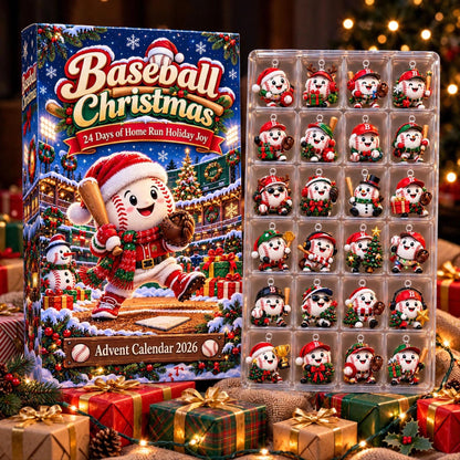 Baseball Advent Calendar 2026, 24 Piece Baseball Ornament Set, Baseball Blind Box Advent Calendar, Christmas Countdown Gift for Home Decor