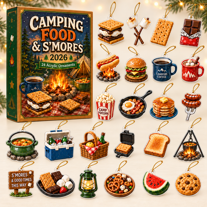 Camping Food & Smores Advent Calendar 2026 - 24-Day Festive Countdown, Acrylic Charms Blind Box - Gift For Campers, Family & Friends