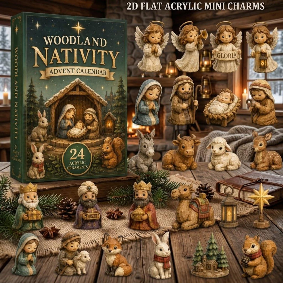 Woodland Nativity Advent Calendar 2026, 24 Days Christmas Countdown Blind Box, Christian Xmas Family Gift