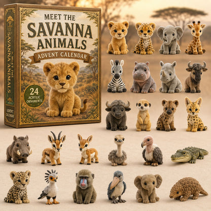 Savanna Animals Life Advent Calendar 2026 - 24-Day Festive Countdown, Acrylic Charms Blind Box - Gift For Animal Lovers