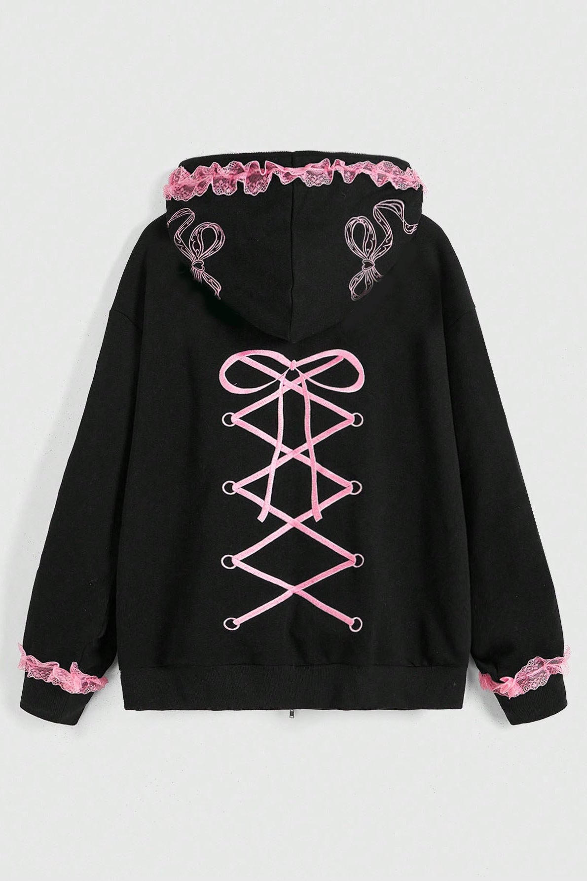 Embroidered Abstract Zip Hoodie