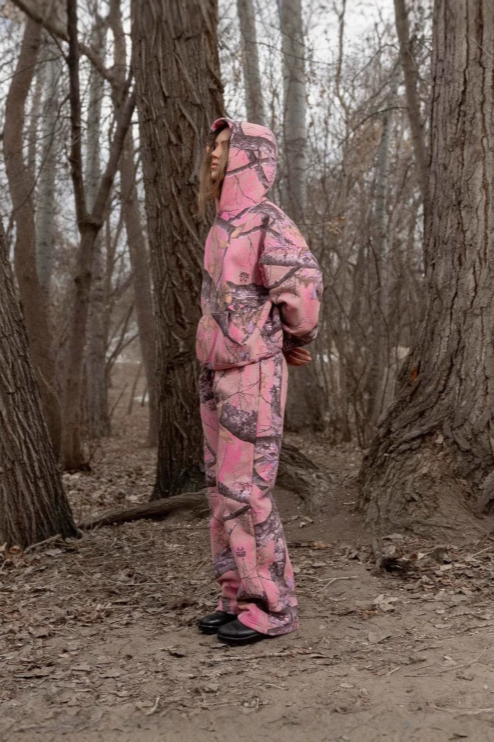 Y2K Retro Camo Print Zip Up Hoodie