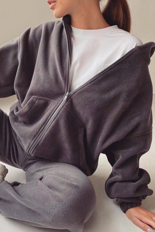 Fleece Full Zip Hoodie Jogger Set