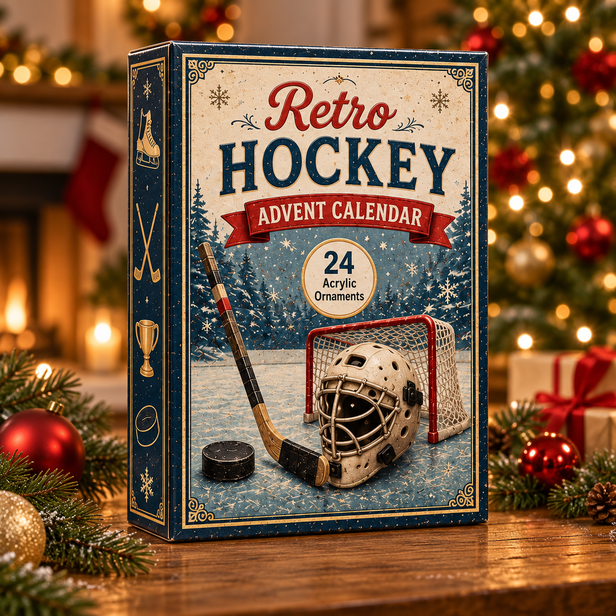 Retro Hockey Advent Calendar 2026 - 24-Day Festive Countdown, Acrylic Charms Blind Box - Gift For Hockey Lovers
