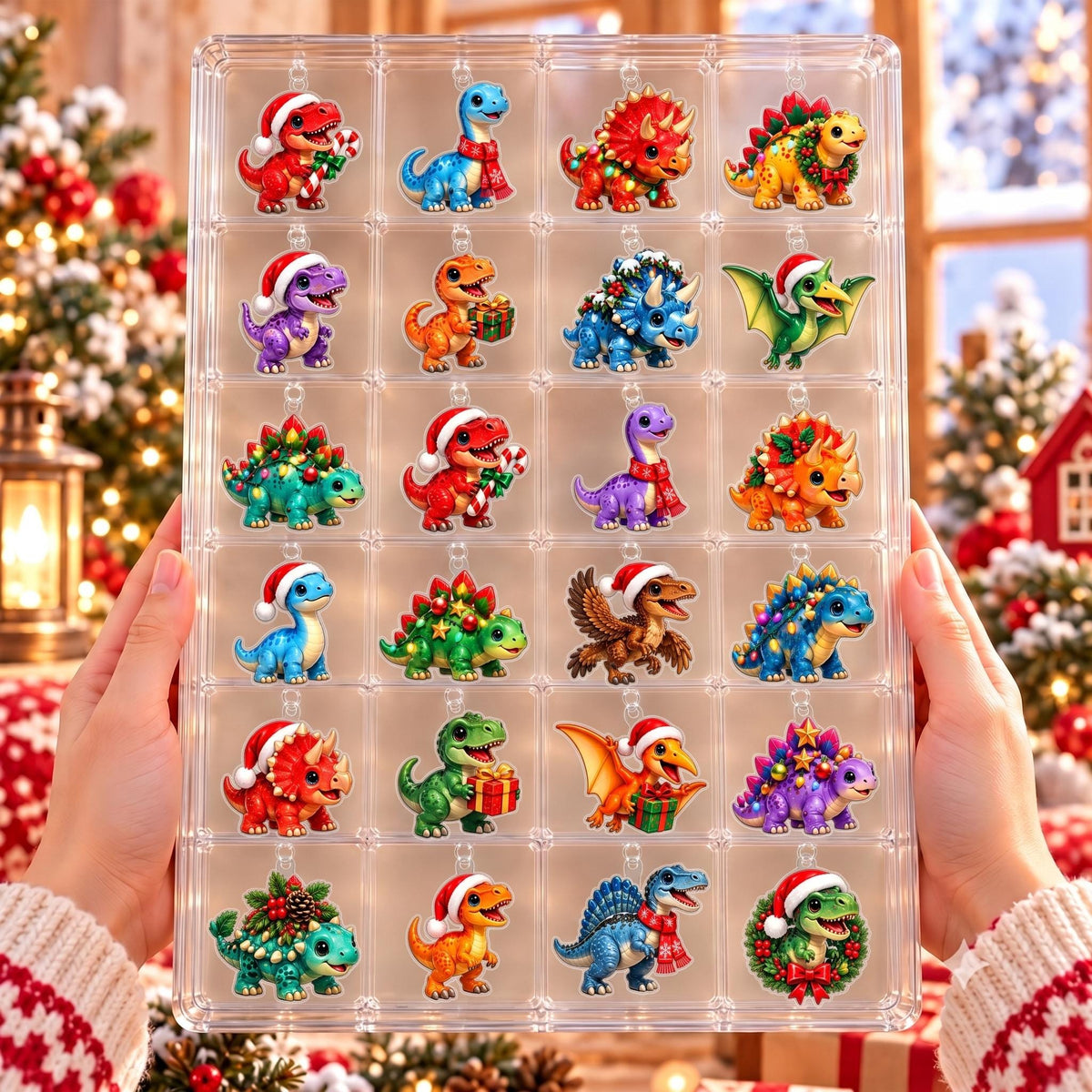 Personalized Dinosaur Christmas Advent Calendar 2026, 24 Day Dino Blind Box, Kids Holiday Countdown