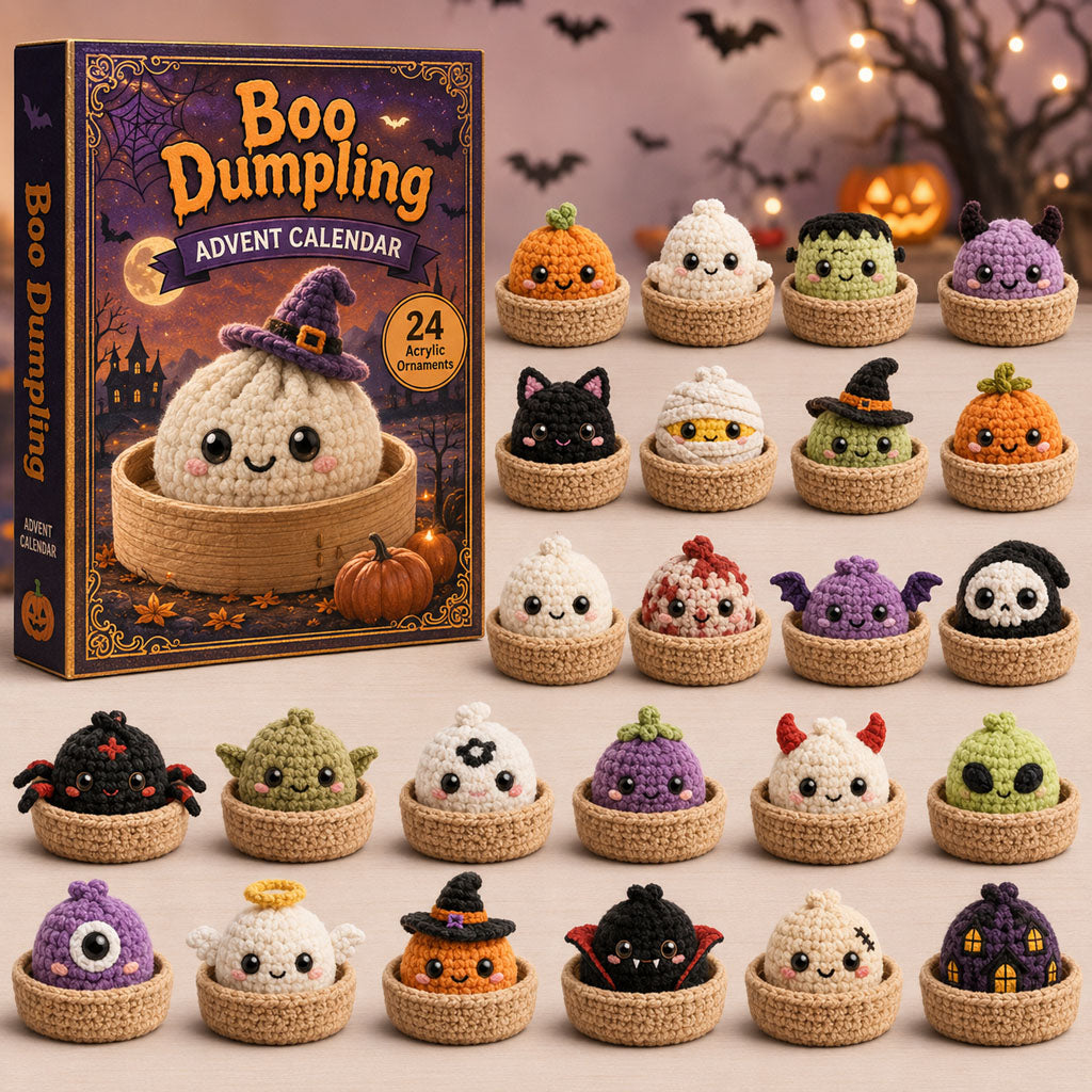 Boo Dumpling Halloween Advent Calendar 2026 - 24-Day Festive Countdown, Acrylic Charms Blind Box - Gift For Crochet Lovers