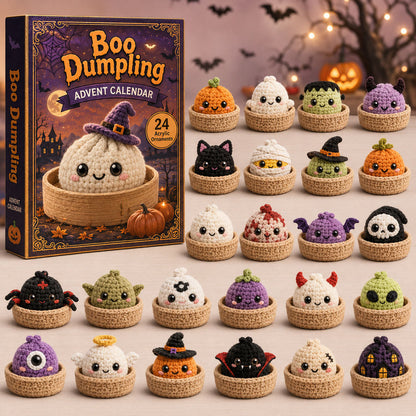 Boo Dumpling Halloween Advent Calendar 2026 - 24-Day Festive Countdown, Acrylic Charms Blind Box - Gift For Crochet Lovers