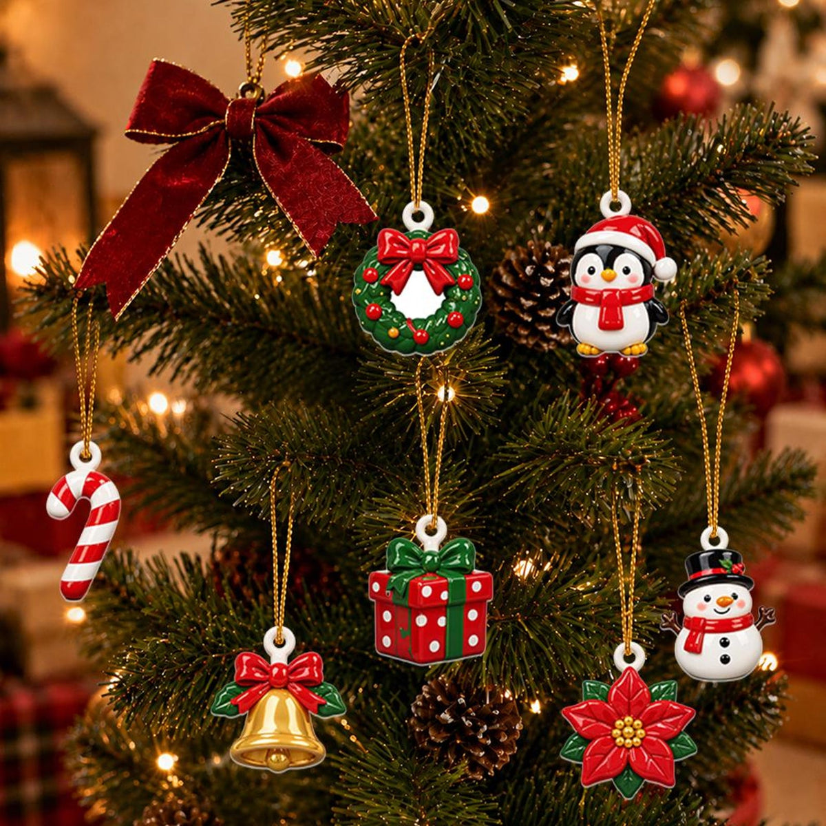 Custom Family Name Merry Bright Advent Calendar, 24 Pcs Snowman Acrylic Charms Countdown Gift