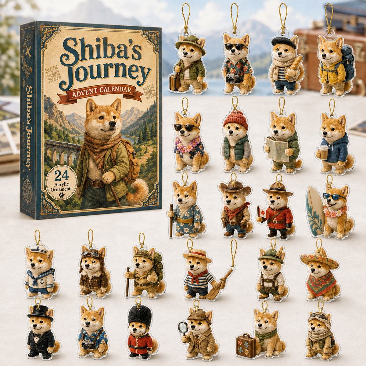 Shiba Journey Advent Calendar 2026 - 24-Day Festive Countdown, Acrylic Charms Blind Box - Gift For Shiba Lovers