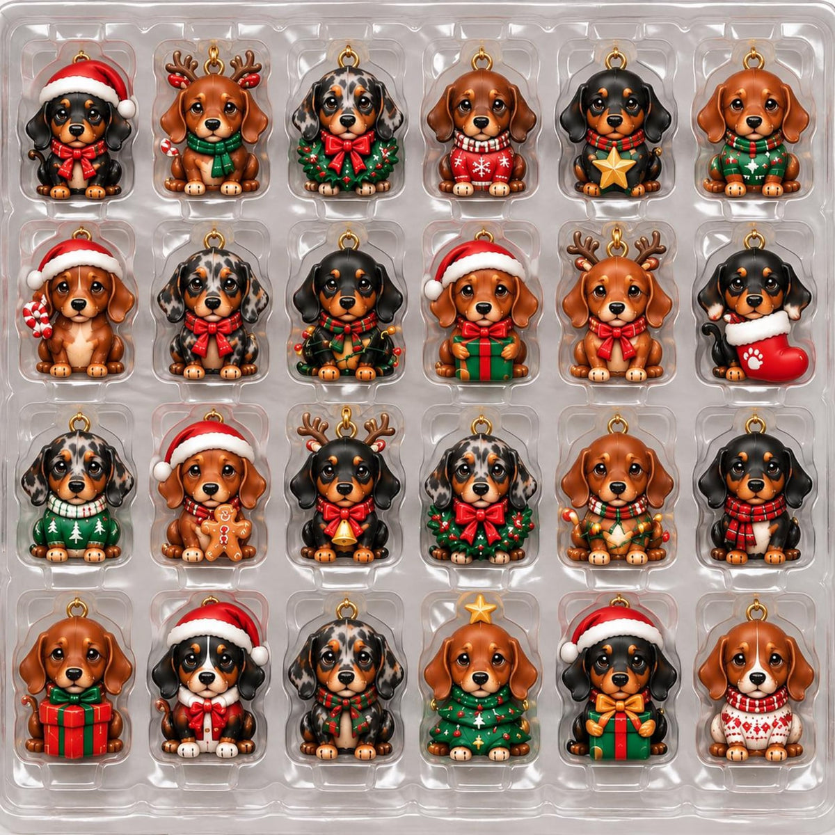 Dachshund Advent Calendar, Christmas Countdown Box, 24 Mini Dog Charms, Family Holiday Keepsake, Sausage Dog Lover Gift 2026
