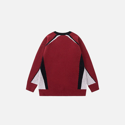 Champion’s Crest Knit Sweater – Vintage Racing-Inspired Pullover O-Neck Design