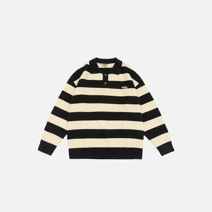 Classic Striped Polo Sweater
