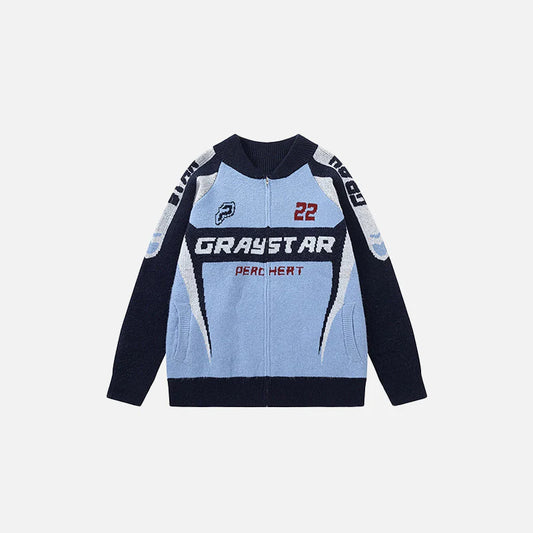 Turbo Drive Gray Star Sweater