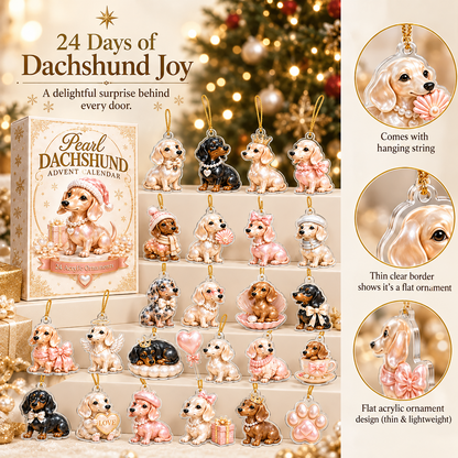24 Days of Pearl Dachshund - 2026 Advent Calendar Blind Box of 24 Ornaments