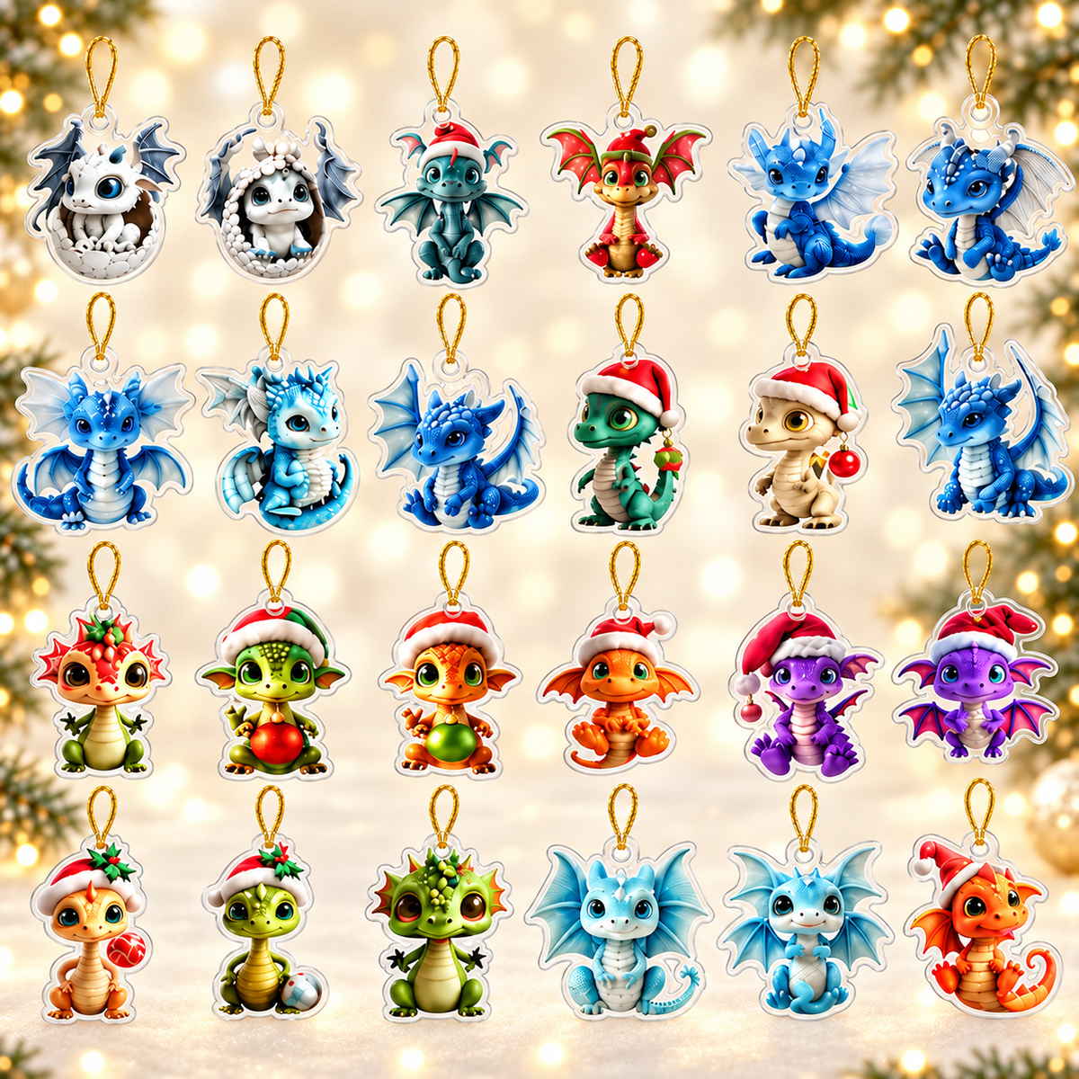 Dragon Advent Calendar | 24PCS Acrylic Ornaments | Fantasy Christmas Countdown | Cute Dragon Decor | Gift for Dragon Lovers | Birthday Gift For Kid