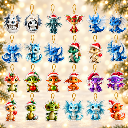 Dragon Advent Calendar | 24PCS Acrylic Ornaments | Fantasy Christmas Countdown | Cute Dragon Decor | Gift for Dragon Lovers | Birthday Gift For Kid