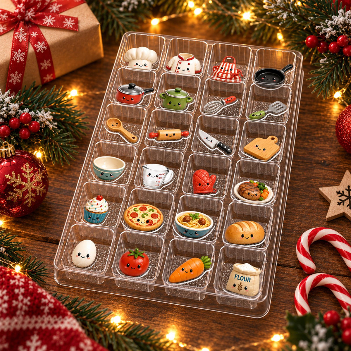 Personalized Christmas Chef Advent Calendar: 24-Day Blind Box Charms, Custom Name