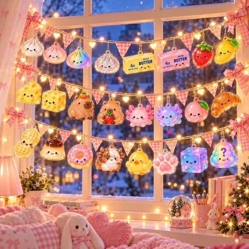 Trending Squishy Advent Calendar, Viral Squishy Blind Box, Kawaii Acrylic Ornaments for Kids, Boy Girl Christmas Gift, Dumpling Butter Cheese