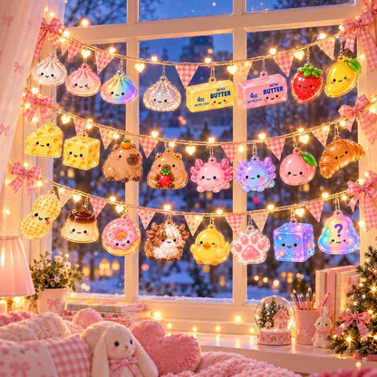Trending Squishy Advent Calendar, Viral Squishy Blind Box, Kawaii Acrylic Ornaments for Kids, Boy Girl Christmas Gift, Dumpling Butter Cheese