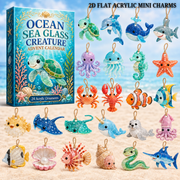 Sea Glass Ocean Friends Advent Calendar 2026 - 24-Day Festive Countdown, Acrylic Charms Blind Box - Gift For Ocean Lovers