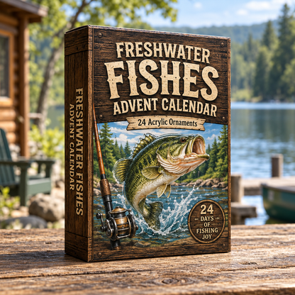 Freshwater Fishing Species Advent Calendar 2026 - 24-Day Festive Countdown, Acrylic Charms Blind Box - Gift For Fishing Lovers