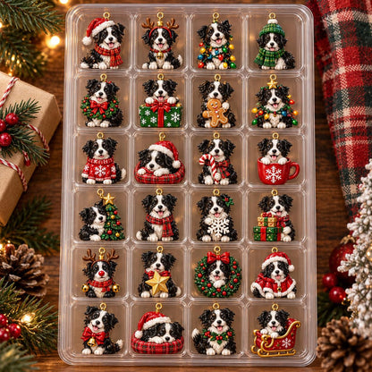 Personalized Border Collie Advent Calendar 2026, 24 Acrylic Dog Ornaments, Christmas Countdown Gift Box for Dog Lovers & Kids